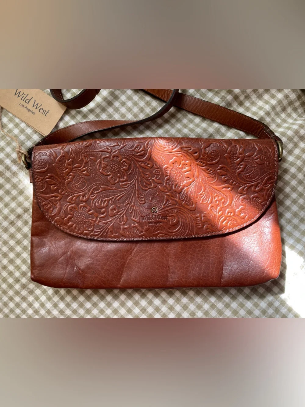 Wild West Los Angeles Floral Tooled Leather Crossbody Bag NEW Cowgirl Festival